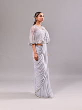 Silver Cape Stitched Saree